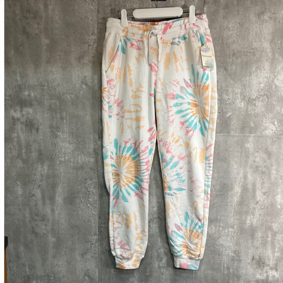 dreamsicle Pants - Dreamsicle Orange Bloom Tie Dye Joggers Fleece Pants Medium NWT LP5803